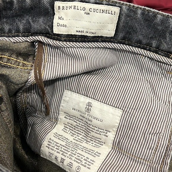 NWT Brunello Cucinelli Gray Wash Low Waist Raw Hem Straight Leg Jeans Size 12US - Picture 12 of 13